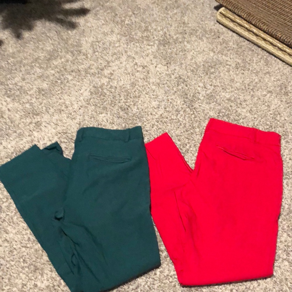 Emerald and red dress pants